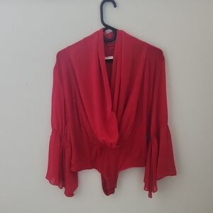 Eva Mendes New York & Company Vibrant Red Blouse